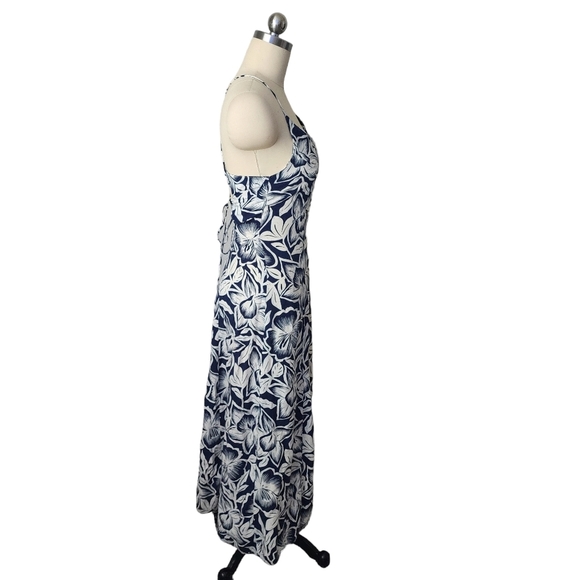 CITY TRIANGLES x VINTAGE 90s floral Hawaiian open back dress in blue white S - Picture 4 of 10
